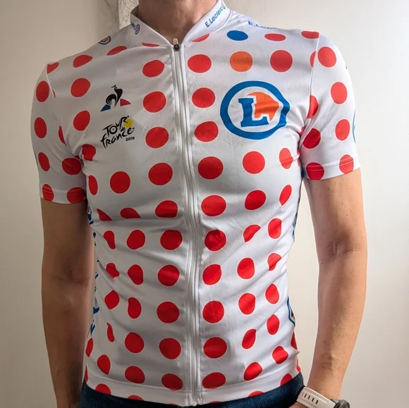 Le Coq Sportif White and Men's Medium Polka Dot Jersey Tour de France - Picture 7 of 9